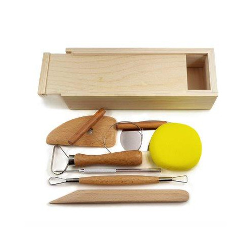 2 Couteaux à Sculpter En Acier Inoxydable - Manche En Bois, Longueurs 21cm Et 16.5cm - Pour Poterie, Modelage, ébavurage