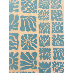 PAPIER TRANSFERT - FLEURS EN BOIS - TURQUOISE